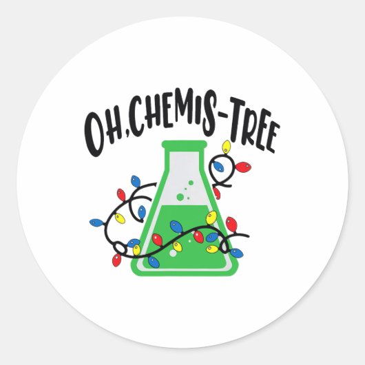 Funny Science Teacher Oh Chemistree Chemistry Chri ラウンドシール (正面)