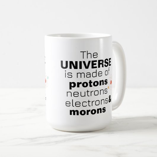 Funny Science Universe Protons Neutrons Electrons  コーヒーマグカップ (正面右)
