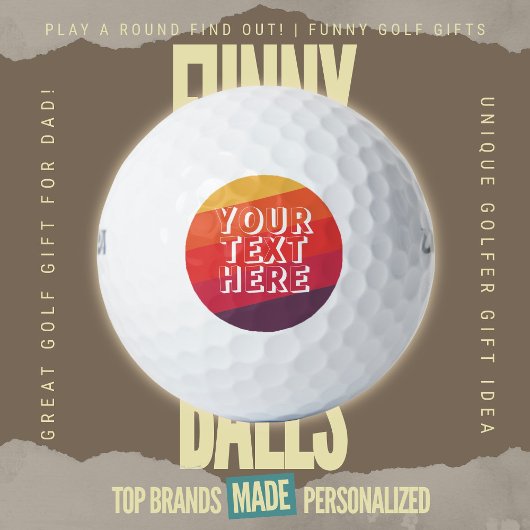 Funny Scramble Golf Dad Retro Sunset Add Text ゴルフボール