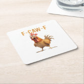 Funny Screaming Chicken F Caw F Humor スクエアペーパーコースター (アングル)