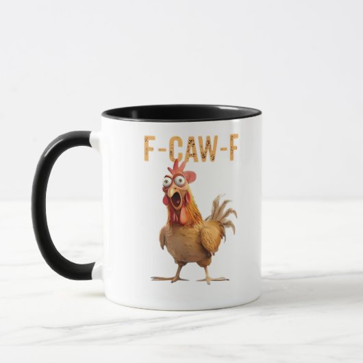 Funny Screaming Chicken F Caw F Humor マグカップ (左)