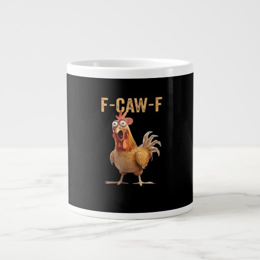 Funny Screaming Chicken F-Caw-F Joke Design Classi ジャンボコーヒーマグカップ (正面)