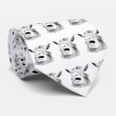 Funny Screaming Goat Drawing black and white ネクタイ (ロール)