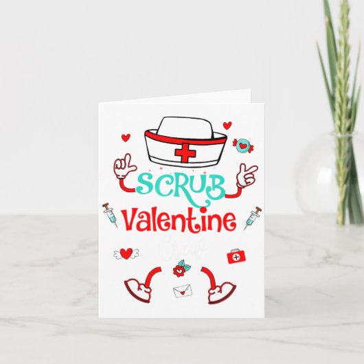 Funny Scrub Valentines Day Nurse Crew Family Group カード (正面)