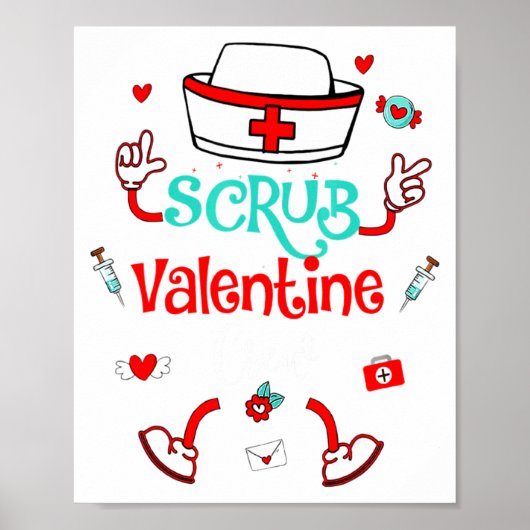 Funny Scrub Valentines Day Nurse Crew Family Group ポスター (正面)