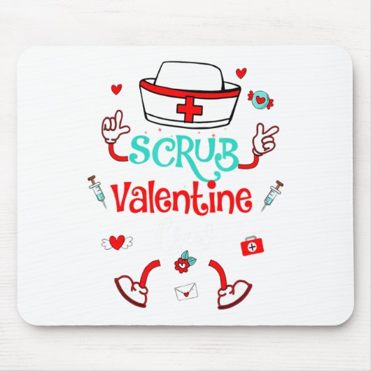 Funny Scrub Valentines Day Nurse Crew Family Group マウスパッド (正面)