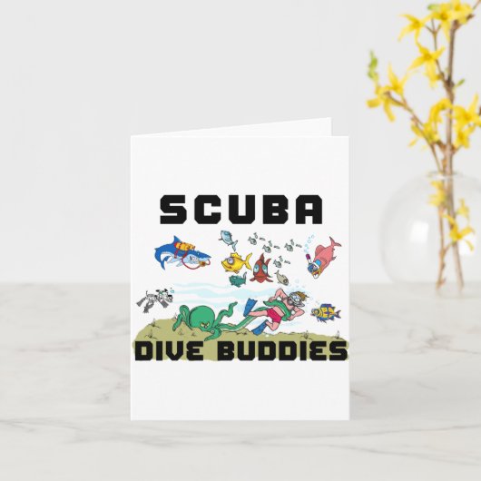 Funny Scuba Dive Buddy  カード (黄色い花)