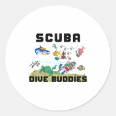 Funny Scuba Dive Buddy  ラウンドシール (正面)