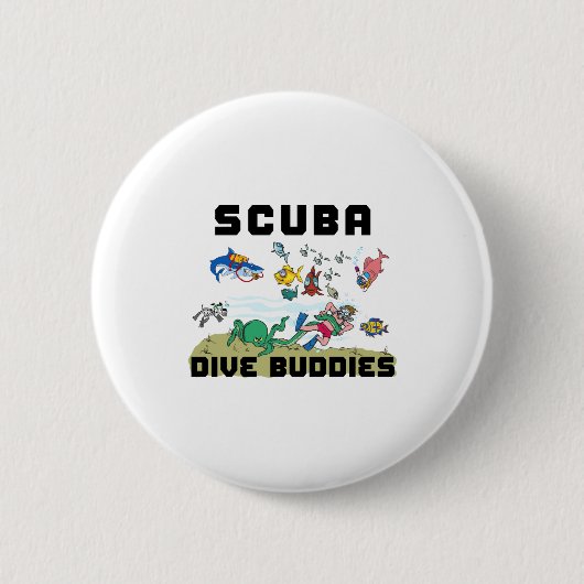Funny Scuba Dive Buddy  缶バッジ (正面)