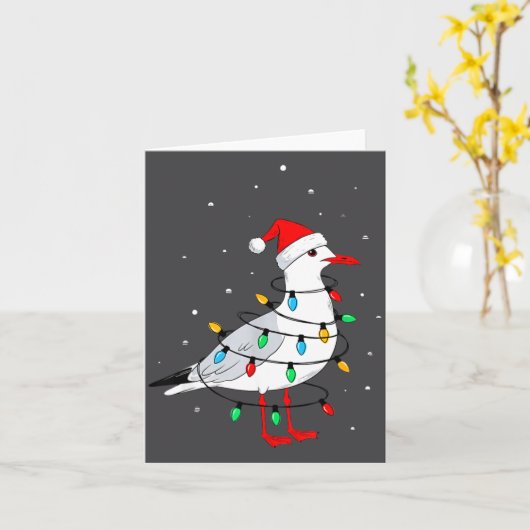 Funny Seagull Bird Christmas Animal Lover カード (黄色い花)