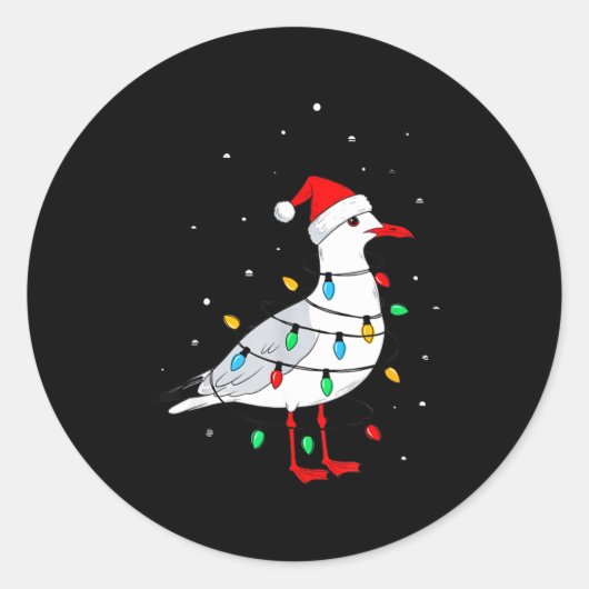 Funny Seagull Bird Christmas Animal Lover ラウンドシール (正面)