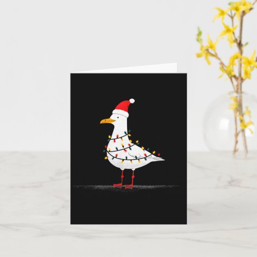 Funny Seagull Christmas Graphics Animal Lights Lov カード (黄色い花)
