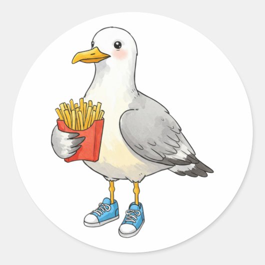 Funny Seagull Fries Sneakers ラウンドシール (正面)