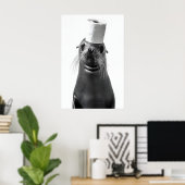 Funny Seal Lion Bathroom Art Print, Toilet Paper ポスター (ホームオフィス)