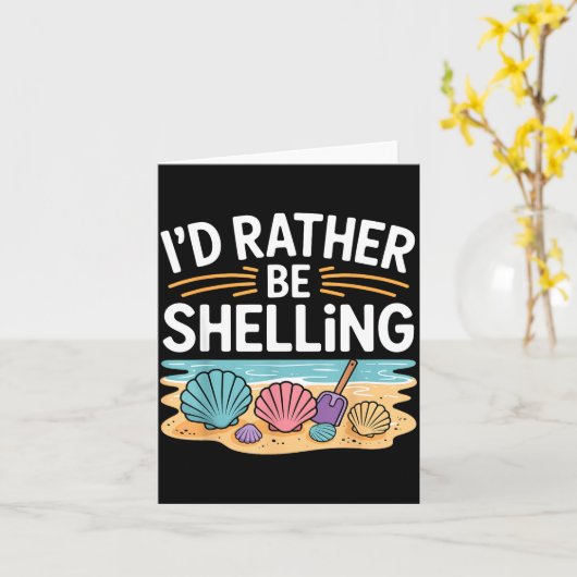Funny Seashell Design For Men Women Sea Shell Seas カード (黄色い花)