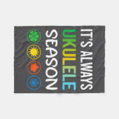 Funny Season Ukulele  フリースブランケット (正面(横))