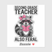 Funny Second Grade Teacher Cute Feral Animal シール (シート)