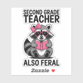 Funny Second Grade Teacher Cute Feral Animal シール