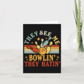 Funny See Me Bowling They Hatin Bowling Team Men W カード (正面)