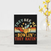Funny See Me Bowling They Hatin Bowling Team Men W カード (黄色い花)