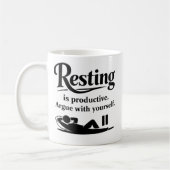 Funny Self Care Mug – Resting Is Productive コーヒーマグカップ (左)
