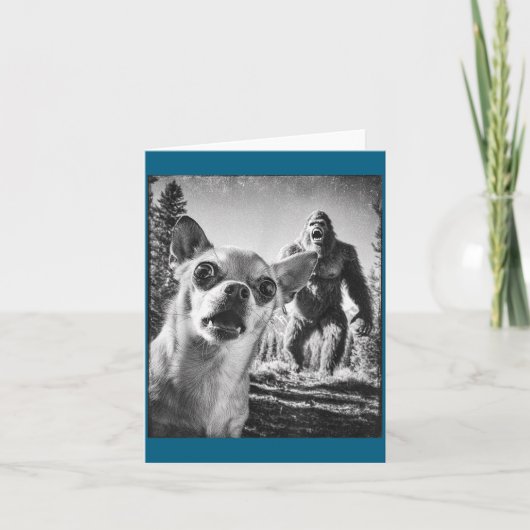 Funny Selfie Cryptid Chihuahua Humor Sasquatch Big カード (正面)