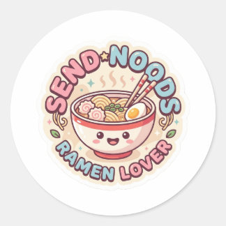 Funny Send Noods Sticker - Cute Kawaii Ramen Bowl ラウンドシール