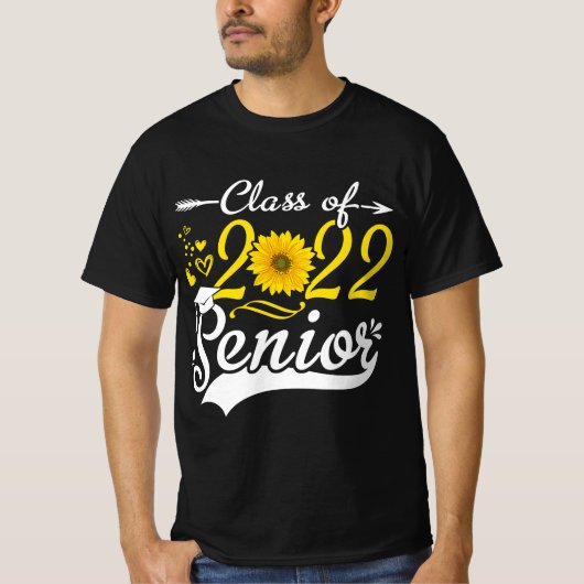 Funny Senior Class Of 2022 22 Sunflower Graduation Tシャツ (正面)