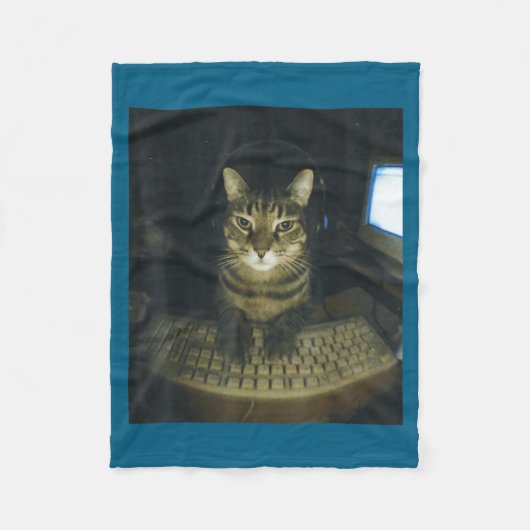 Funny Serious Gamer Cat Lovers Stud Kitty Cat Meme フリースブランケット (正面)