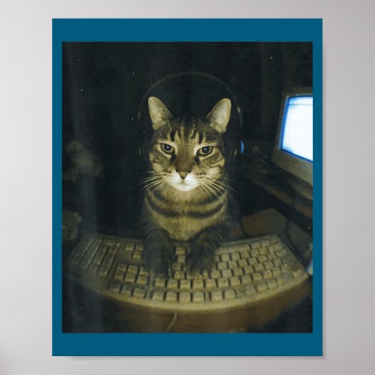 Funny Serious Gamer Cat Lovers Stud Kitty Cat Meme ポスター (正面)