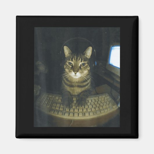 Funny Serious Gamer Cat Lovers Stud Kitty Cat Meme マグネット (正面)
