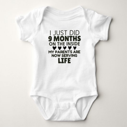Funny "Serving Life" 9 Months on the Inside ベビーボディスーツ (正面)