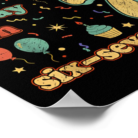 Funny Seven Year Old Birthday Six Seven Bruh Meme  ポスター (角)