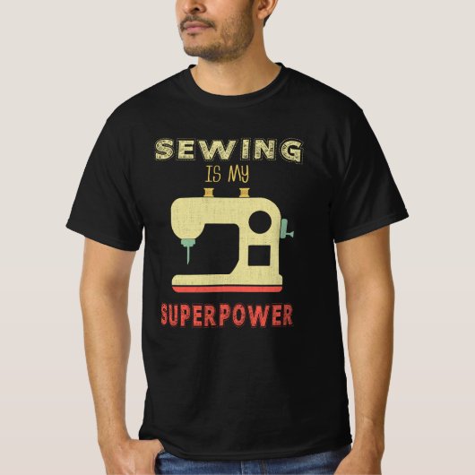 Funny Sewing Is My Superpower design Tシャツ (正面)