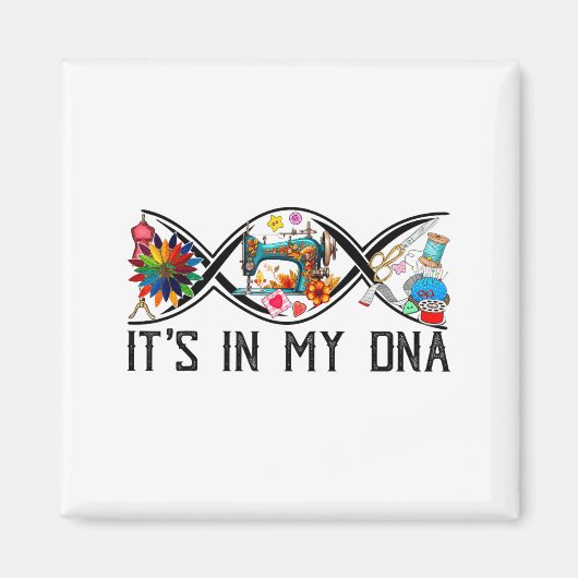 Funny Sewing Quilter Sewer Dna Quilting Hobby Craf マグネット (正面)