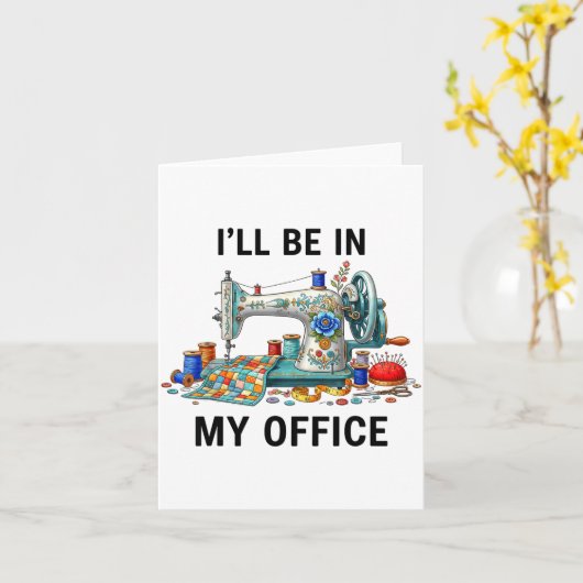 Funny Sewing Sewer My Office Quilt Quilting Patter カード (黄色い花)