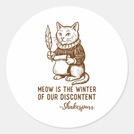 Funny Shakespeare Quote Cat Shakespurr  ラウンドシール (正面)