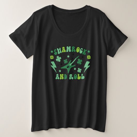 Funny Shamrock And Roll Skeleton Hands St. Patrick プラスサイズTシャツ (デザイン正面)