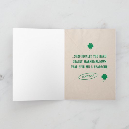 Funny Shamrock Clover Card – For Him カード (内部)