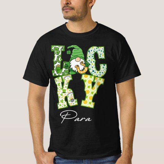 Funny Shamrock Gnome Luck Para St Patricks Day Iri Tシャツ (正面)