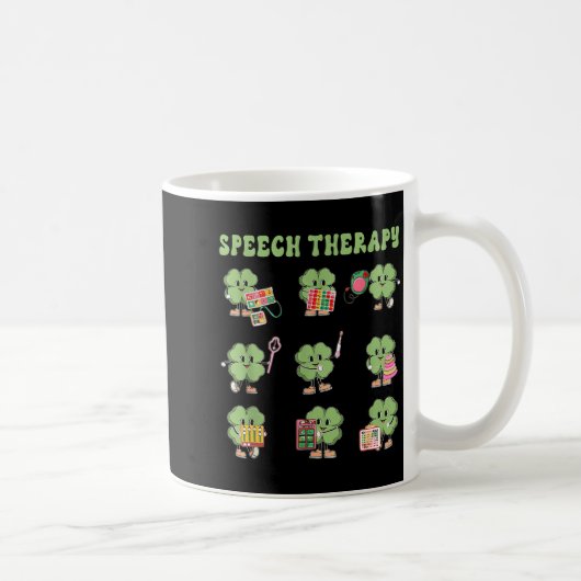 Funny Shamrock Speech Therapy St Patrick's Day Slp コーヒーマグカップ (右)