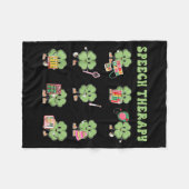 Funny Shamrock Speech Therapy St Patrick's Day Slp フリースブランケット (正面(横))
