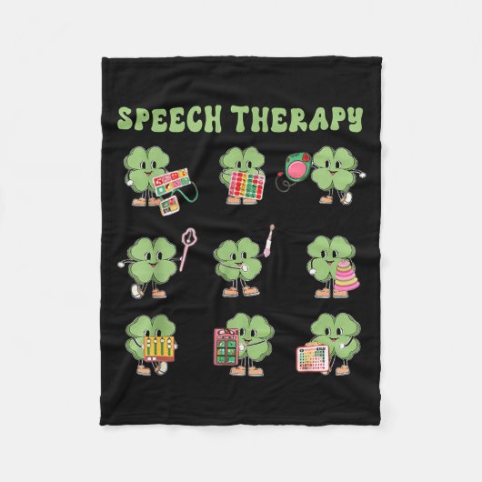 Funny Shamrock Speech Therapy St Patrick's Day Slp フリースブランケット (正面)