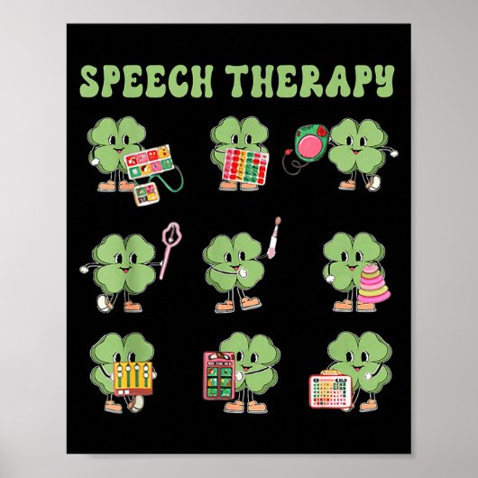 Funny Shamrock Speech Therapy St Patrick's Day Slp ポスター (正面)