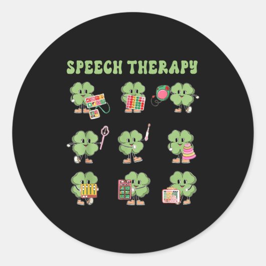 Funny Shamrock Speech Therapy St Patrick's Day Slp ラウンドシール (正面)