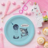 Funny shark birthday party ペーパープレート (パーティー)