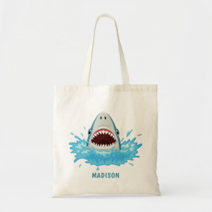 Funny Shark custom name tote bags トートバッグ