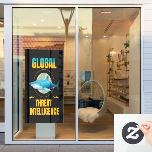 Funny Shark Cyber Security Expert ウィンドウサイン (店舗窓)