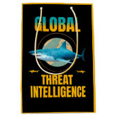 Funny Shark Cyber Security Expert ミディアムペーパーバッグ (正面)