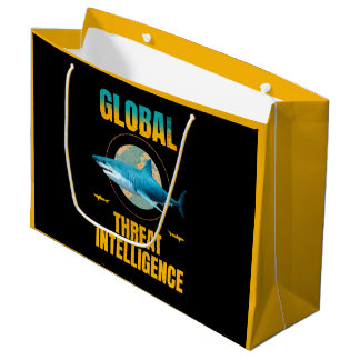 Funny Shark Cyber Security Expert ラージペーパーバッグ